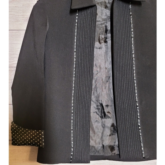 Women's Beautiful Evening Blazer Jacket Size XS Black Beaded Embroidered Pokadot - Picture 7 of 13